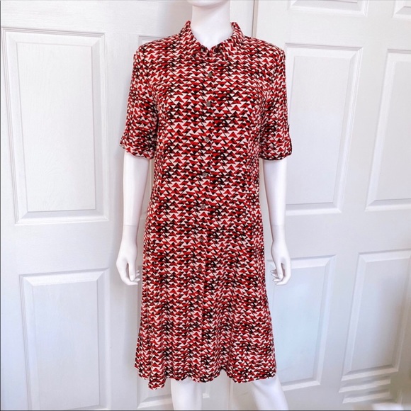 red and black check shirt dress
